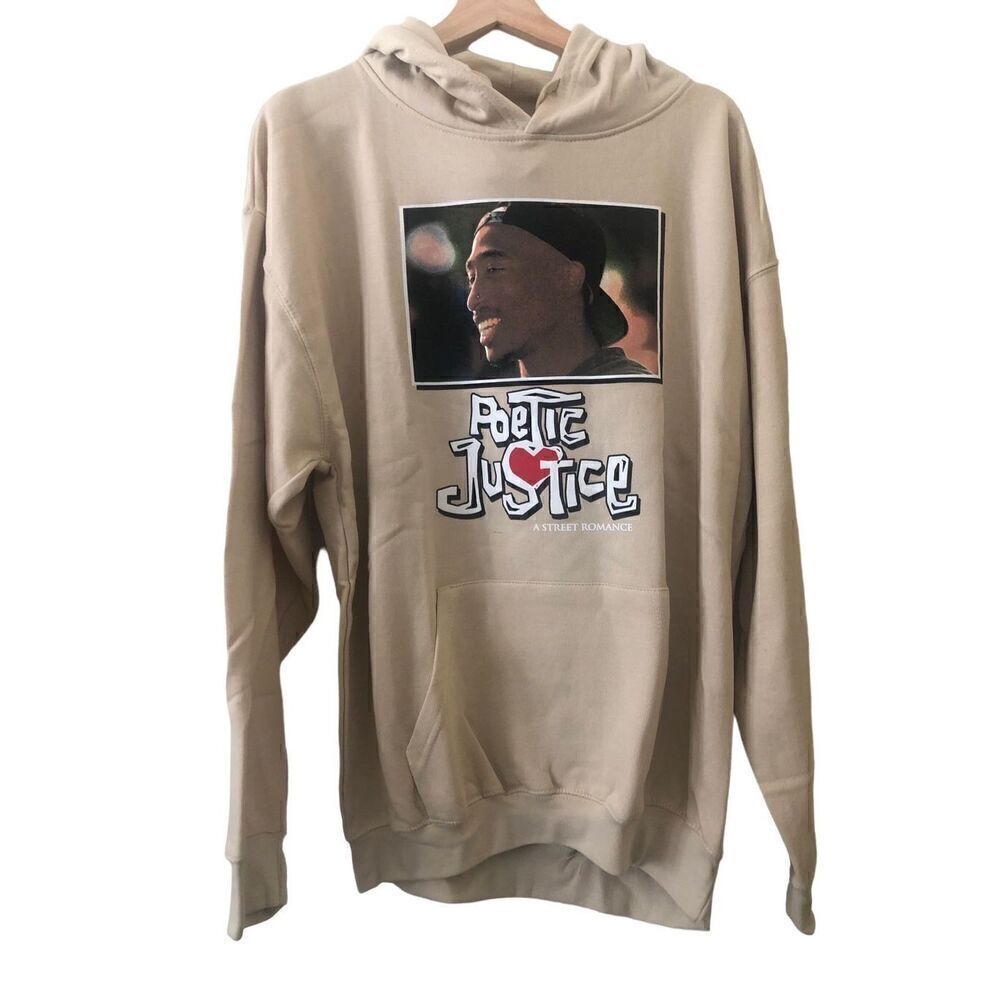 Tupac Poetic Justice Hoodie Pullover Sweater Sand Men's Size Large